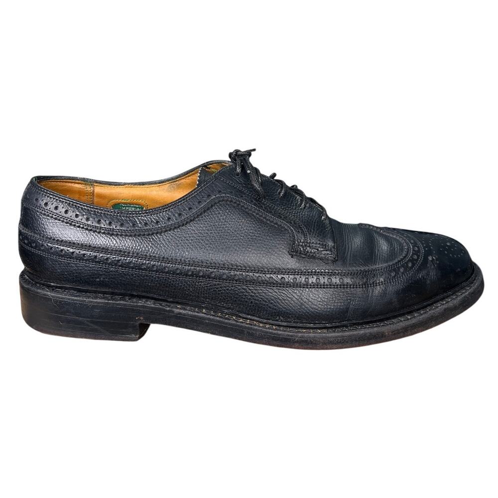 Vintage Florsheim Imperial Kenmoor Black Pebbled Wingtip Oxfords Size 9.5 D